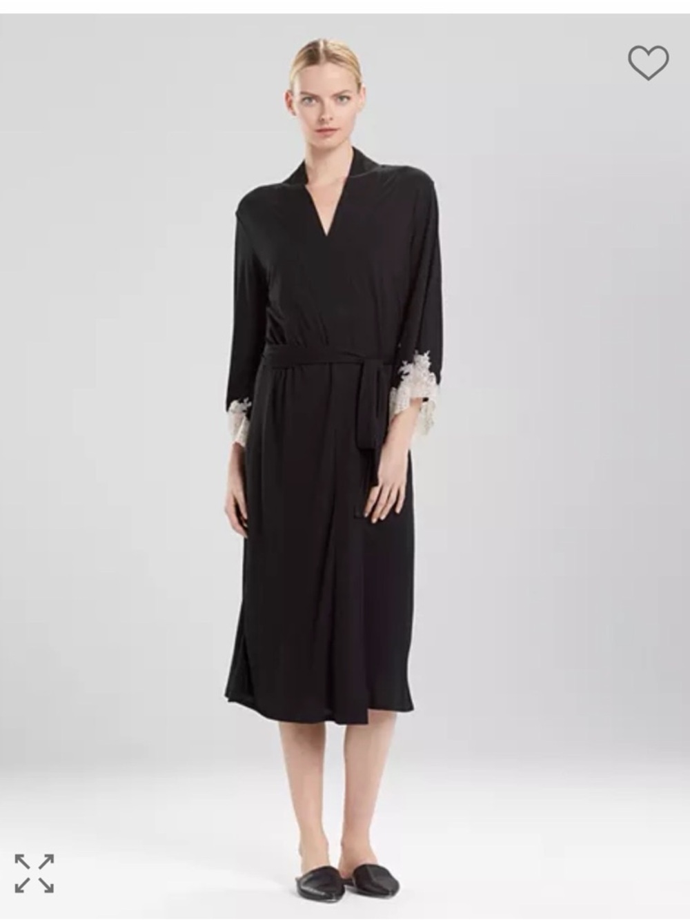 Women’s Lace-Trim Robe with Belt. Natori Luxe Shangri-La style.